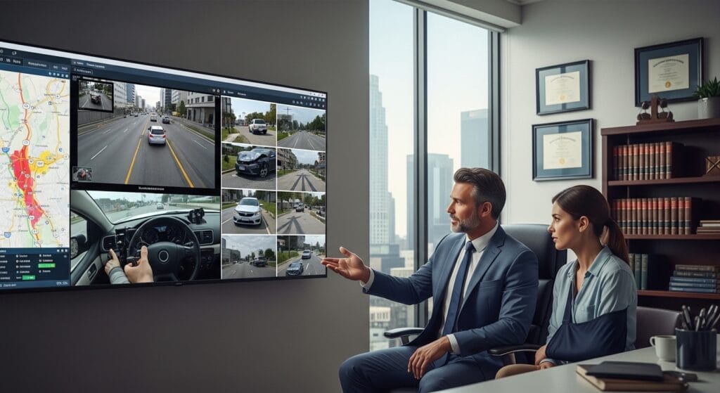 Los Angeles crash victim reviewing roadside accident evidence with a personal injury attorney