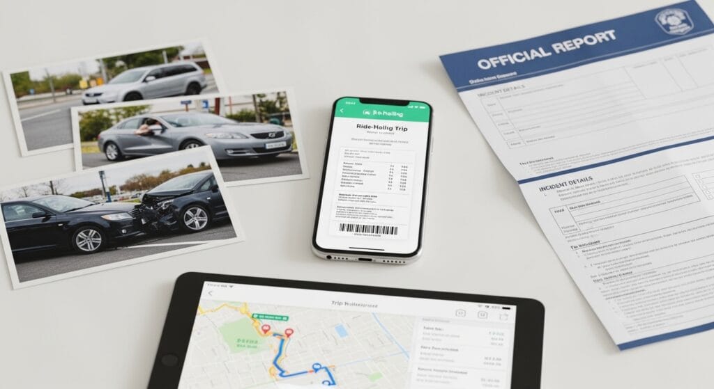 Robotaxi trip receipt and digital crash evidence used in a Los Angeles injury claim