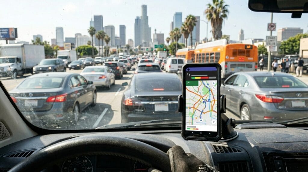 Delivery app and navigation screen that may become evidence in a Los Angeles accident claim