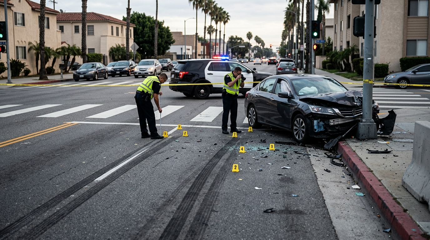 LA speed crash claim involving extreme speeding, crosswalk evidence, and serious injury damages